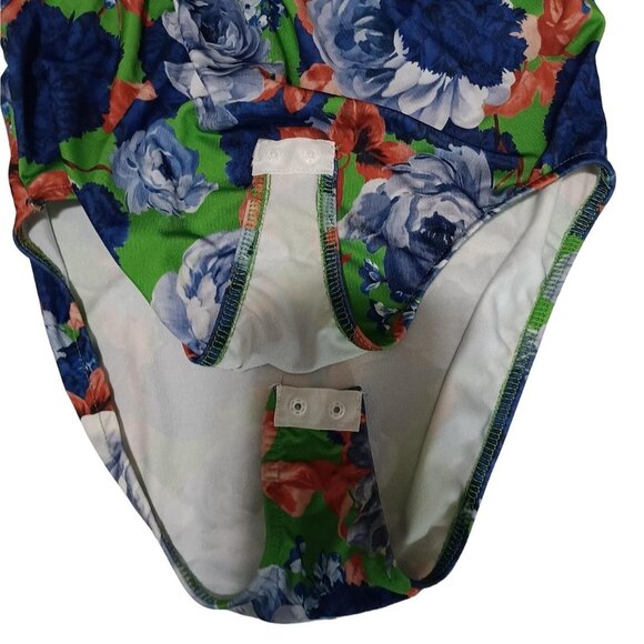 ZARA Blue & Green Floral one Shoulder Asymmetrical Bloggers Fav Bodysuit, Medium - Picture 7 of 7